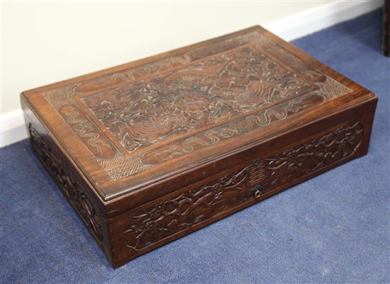 A large Chinese rosewood box, early 20th century, 51 x 40.5cm